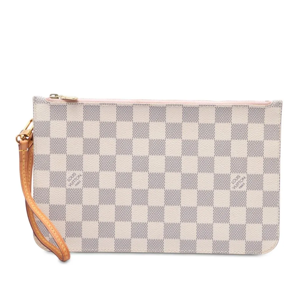 Louis Vuitton Damier Azur Neverfull MM Pouch White Canvas Very good - Front View