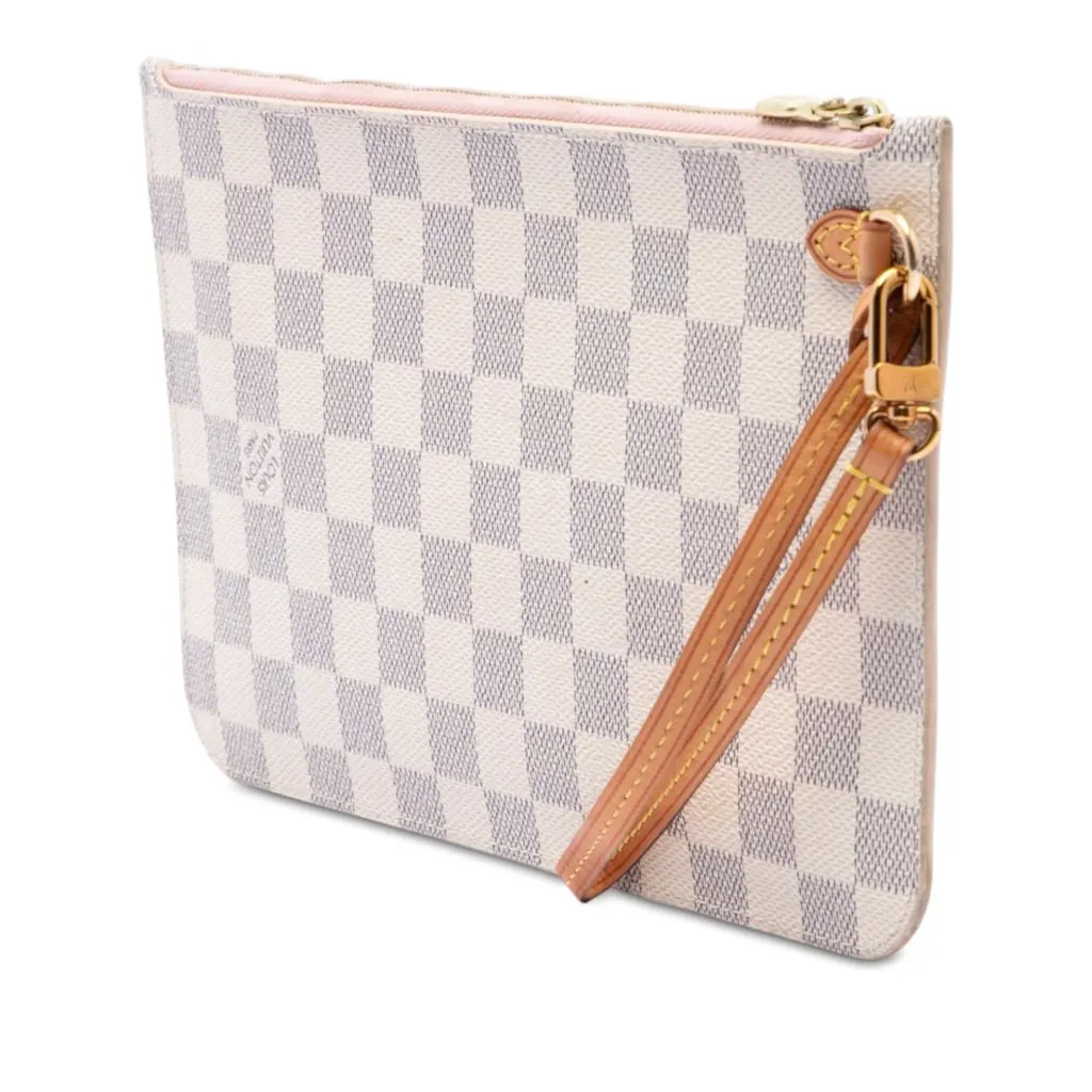 Louis Vuitton Damier Azur Neverfull MM Pouch White Canvas Very good - Back View
