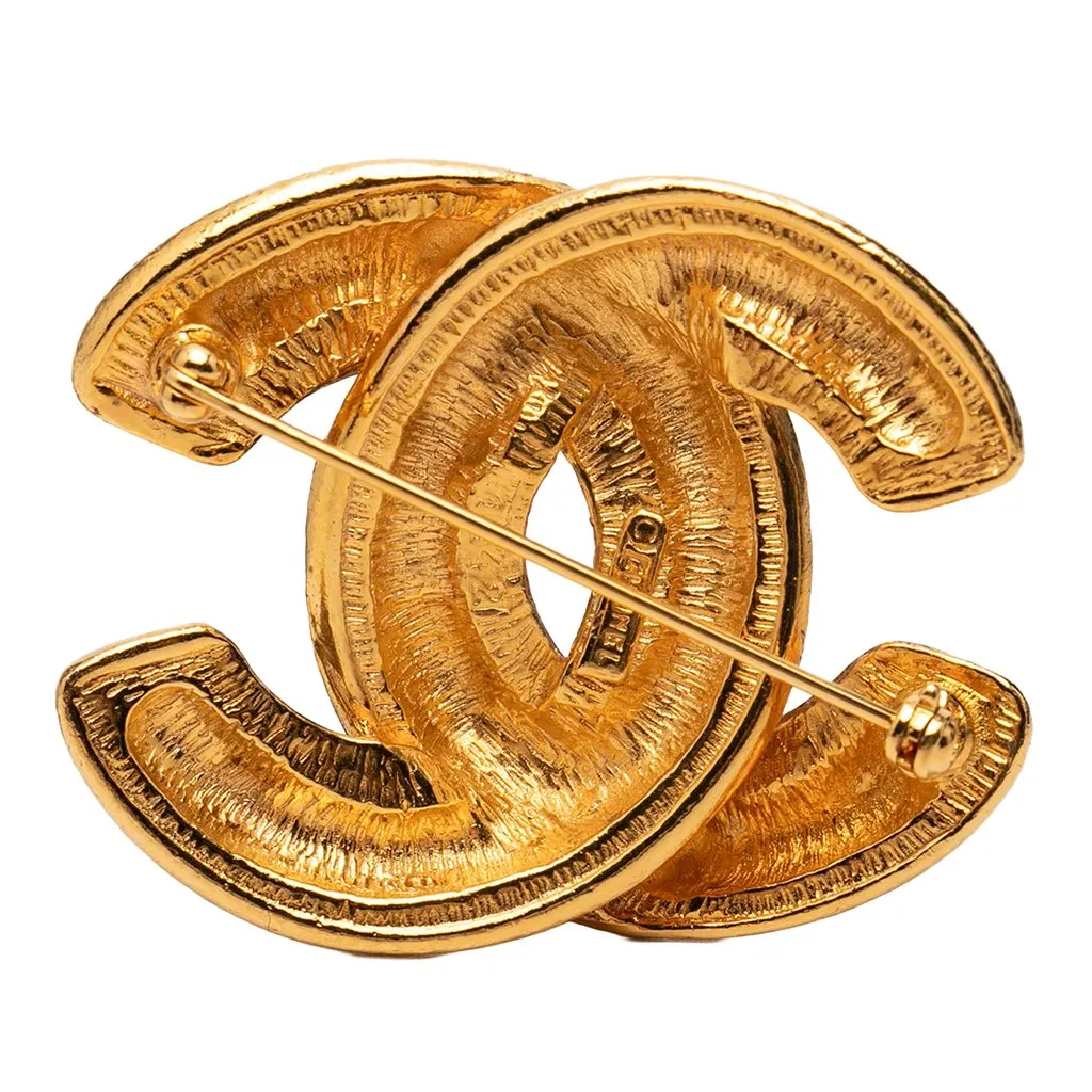 Chanel CC Gold Plated Quilted Brooch Gold Metal Very good - Back View