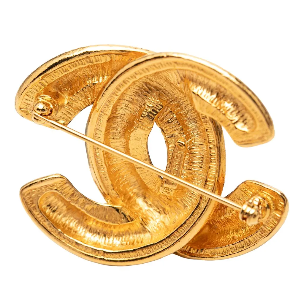 Chanel CC Gold Plated Quilted Brooch Gold Metal Very good - Inside View