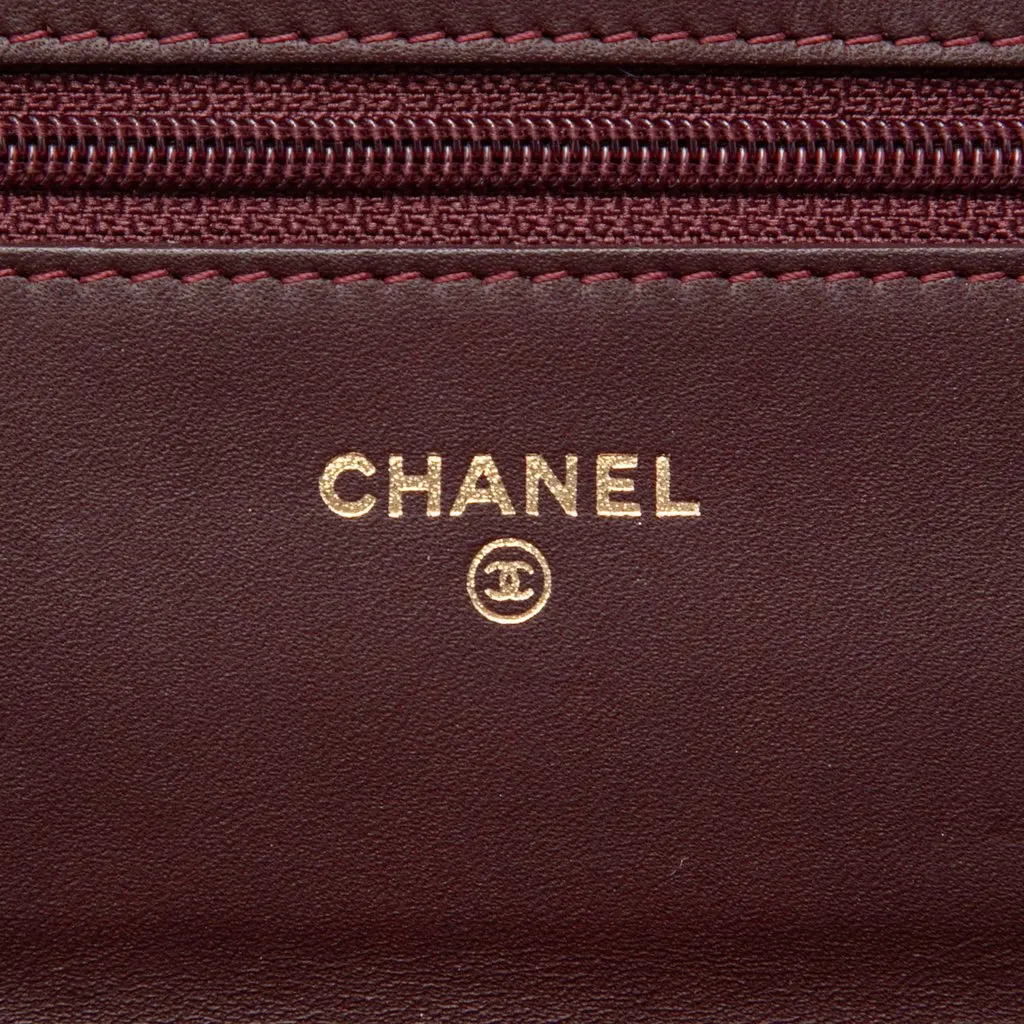Chanel Quilted Patent Reissue 2.55 Wallet On Chain Red Leather Very good - Box View