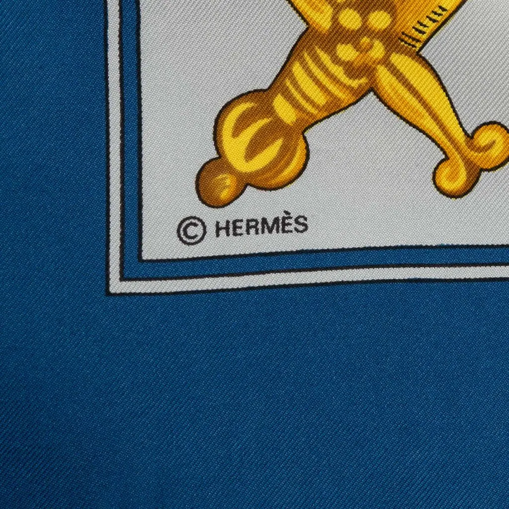 Hermès Le Tarot Silk Scarf 90 Blue Very good - Inside View