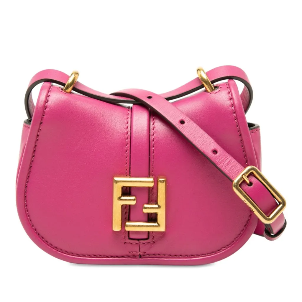 Fendi Nano Leather FF C mon Crossbody Pink Leather Very good - Front View