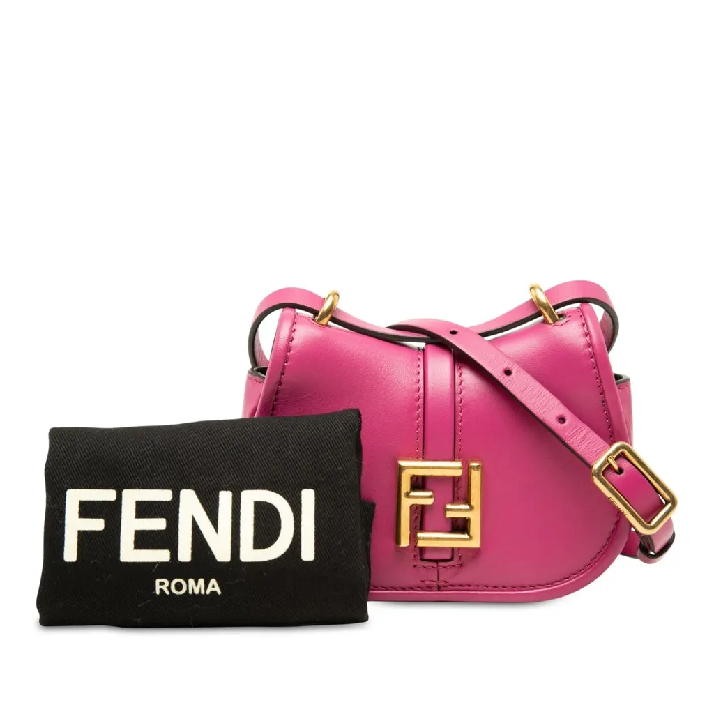 Fendi Nano Leather FF C mon Crossbody Pink Mini Leather