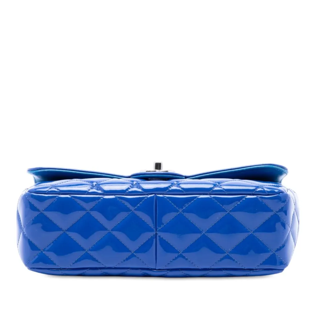 Chanel Medium Quilted Patent Coco Shine Flap Blue Leather Very good - Inside View