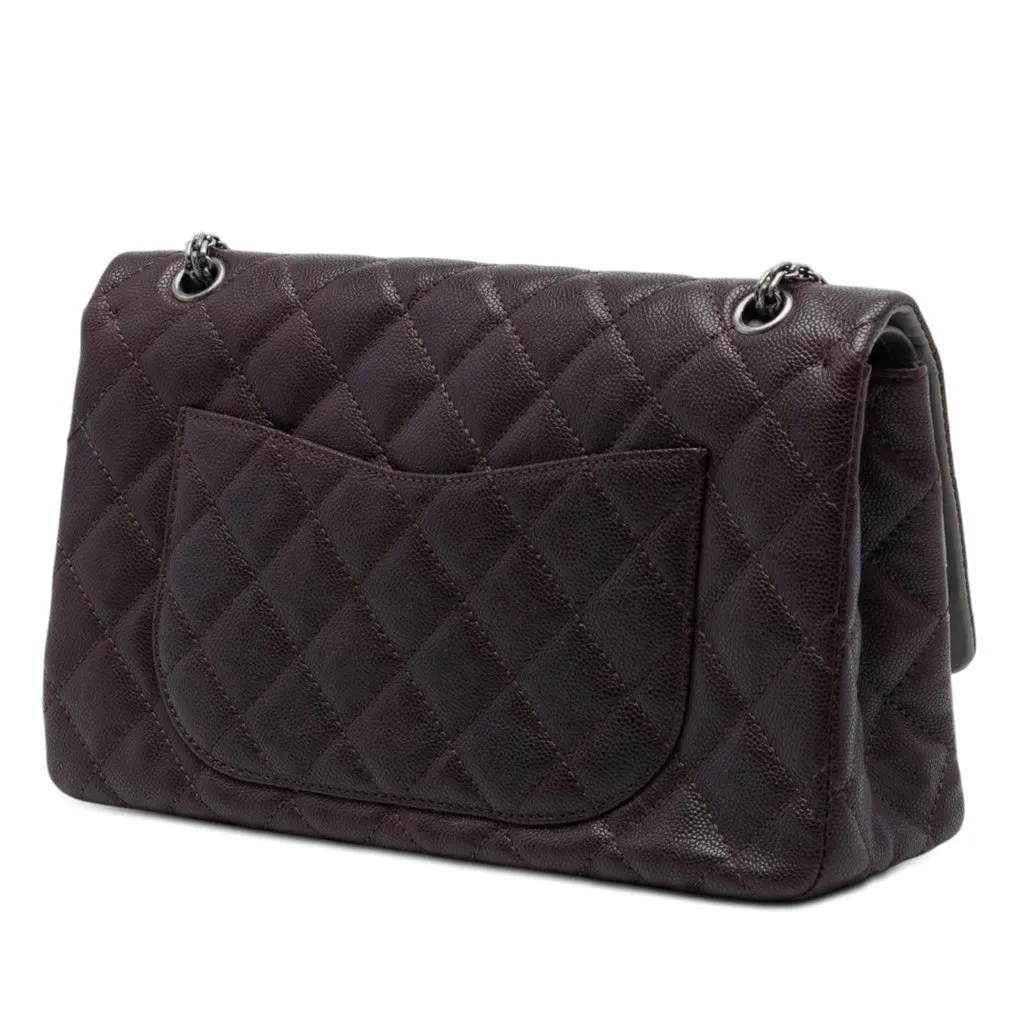 Chanel Bicolor Caviar and Iridescent Calfskin Reissue 2.55 Double Flap 226 Brown Leather Very good - Back View