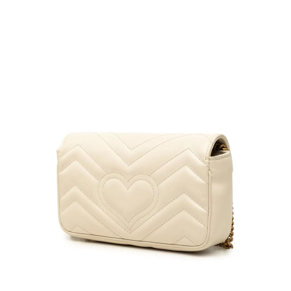 Gucci Mini GG Marmont Matelasse Calfskin Flap Crossbody White Leather Good - Back View