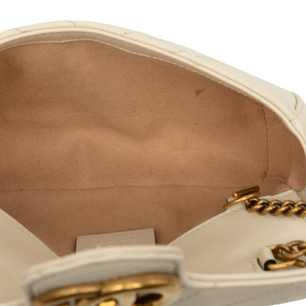 Gucci Mini GG Marmont Matelasse Calfskin Flap Crossbody White Leather Good - Model View