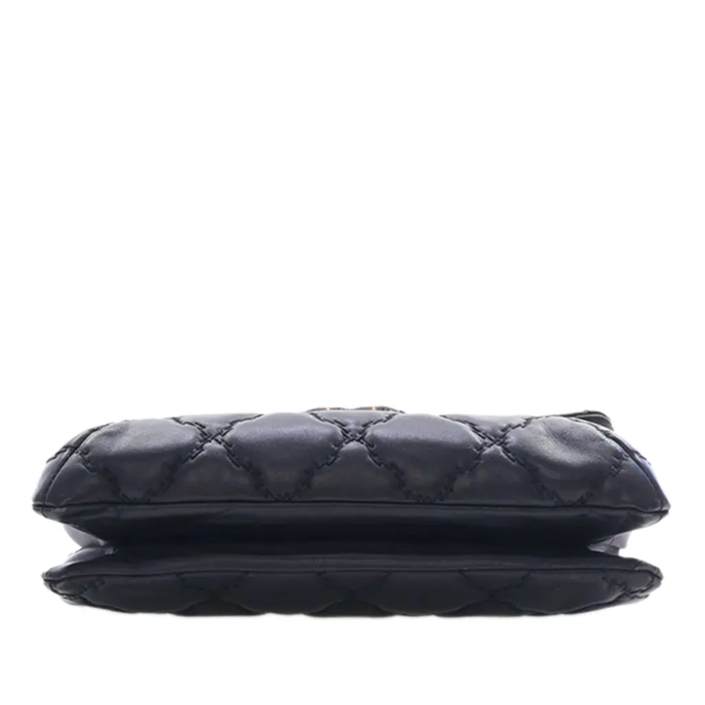 Chanel Mini Lambskin Double Stitch Hamptons Flap Black Leather Very good - Box View