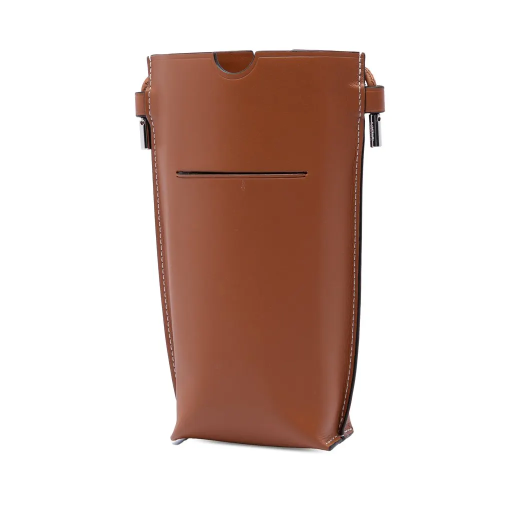 Loewe Smooth Calfskin Anagram Phone Pouch Brown Leather Very good - Back View
