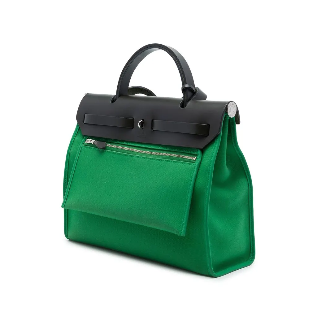 Hermès Toile Herbag Zip 31 Green Canvas Very good - Back View
