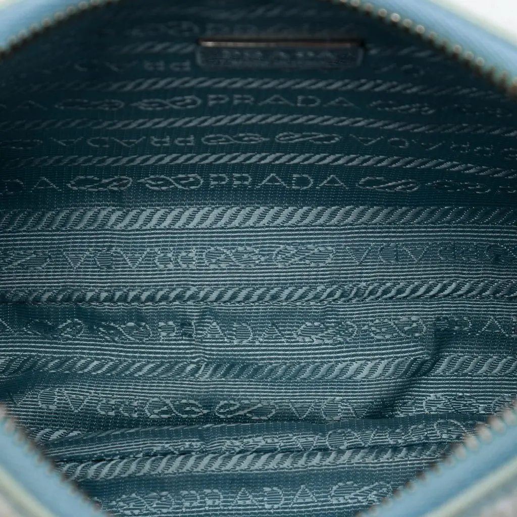 Prada Mini Embroidered Drill Re Edition 2000 Shoulder Bag Blue Canvas Very good - Model View