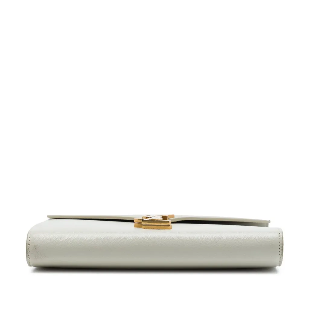 Saint Laurent Grain De Poudre Monogram Cassandra Chain Wallet White Leather Very good - Inside View
