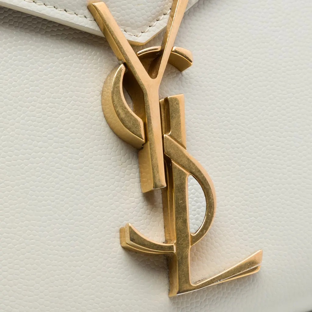 Saint Laurent Grain De Poudre Monogram Cassandra Chain Wallet White Leather Very good - Box View