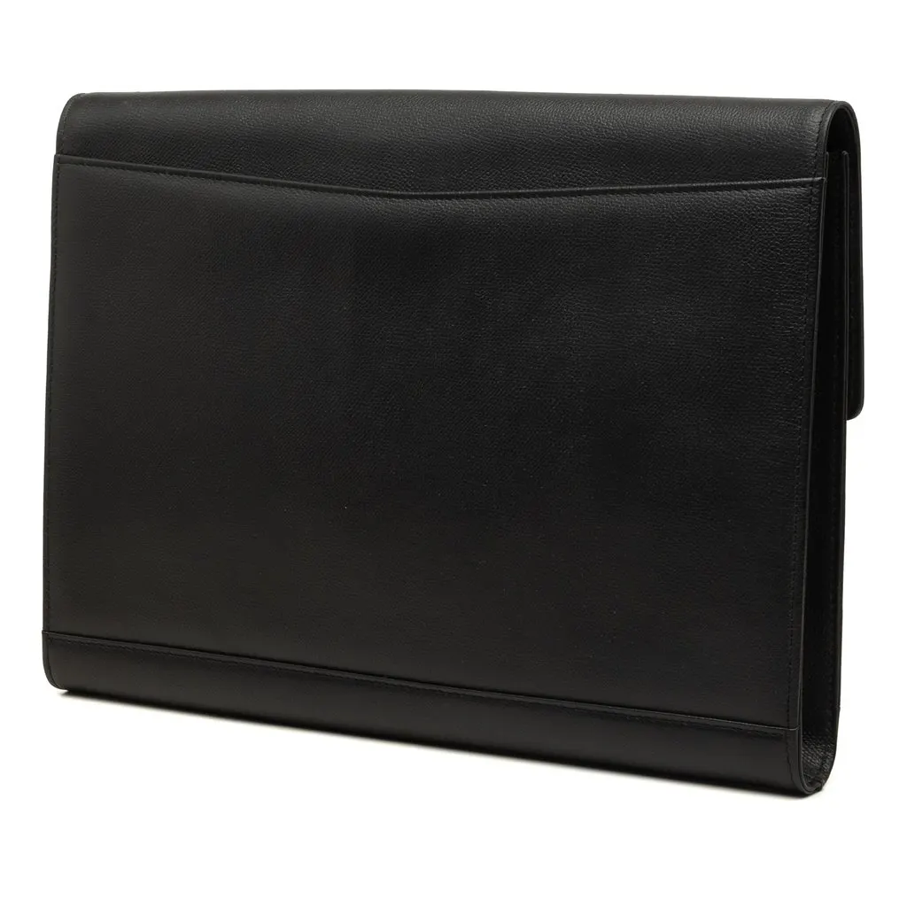 Saint Laurent Leather Dunhill Oxford Lock Clutch Black Leather Good - Back View