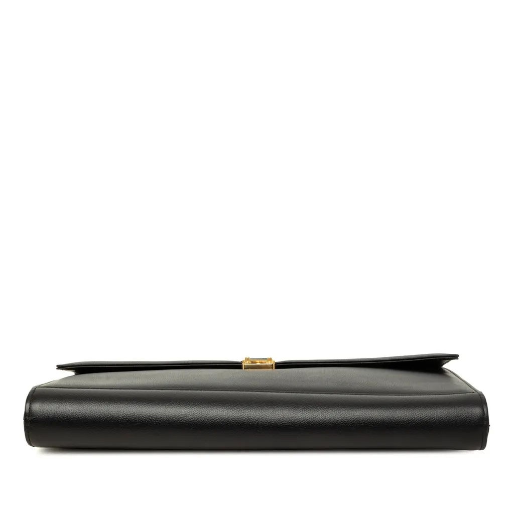 Saint Laurent Leather Dunhill Oxford Lock Clutch Black Leather Good - Inside View