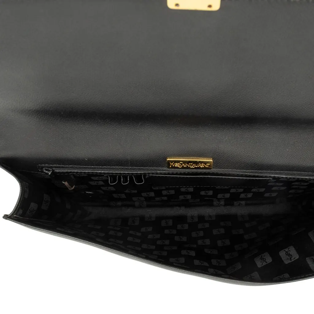 Saint Laurent Leather Dunhill Oxford Lock Clutch Black Leather Good - Model View