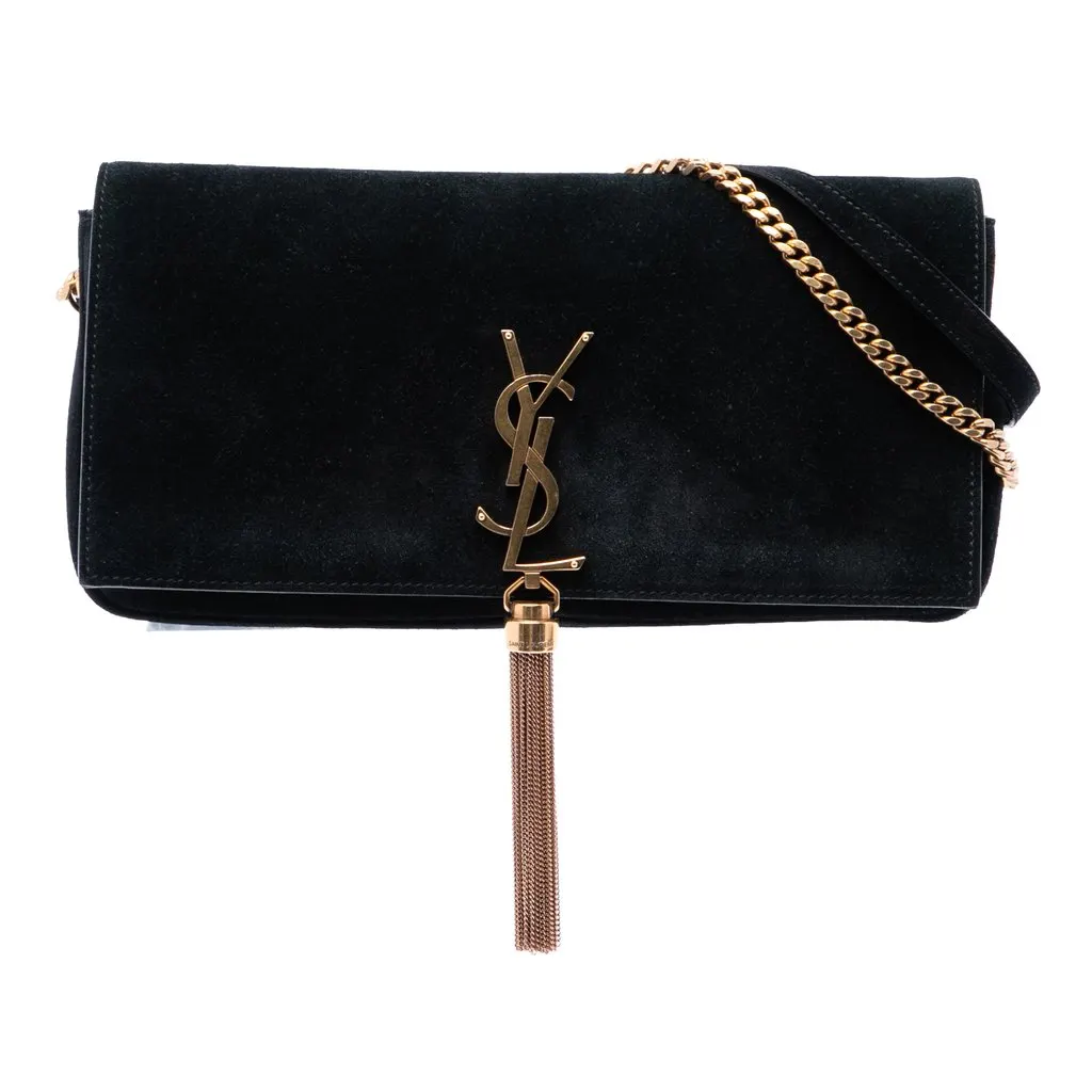 Saint Laurent Suede Monogram Kate 99 Tassel Bag Black Leather Very good - Front View