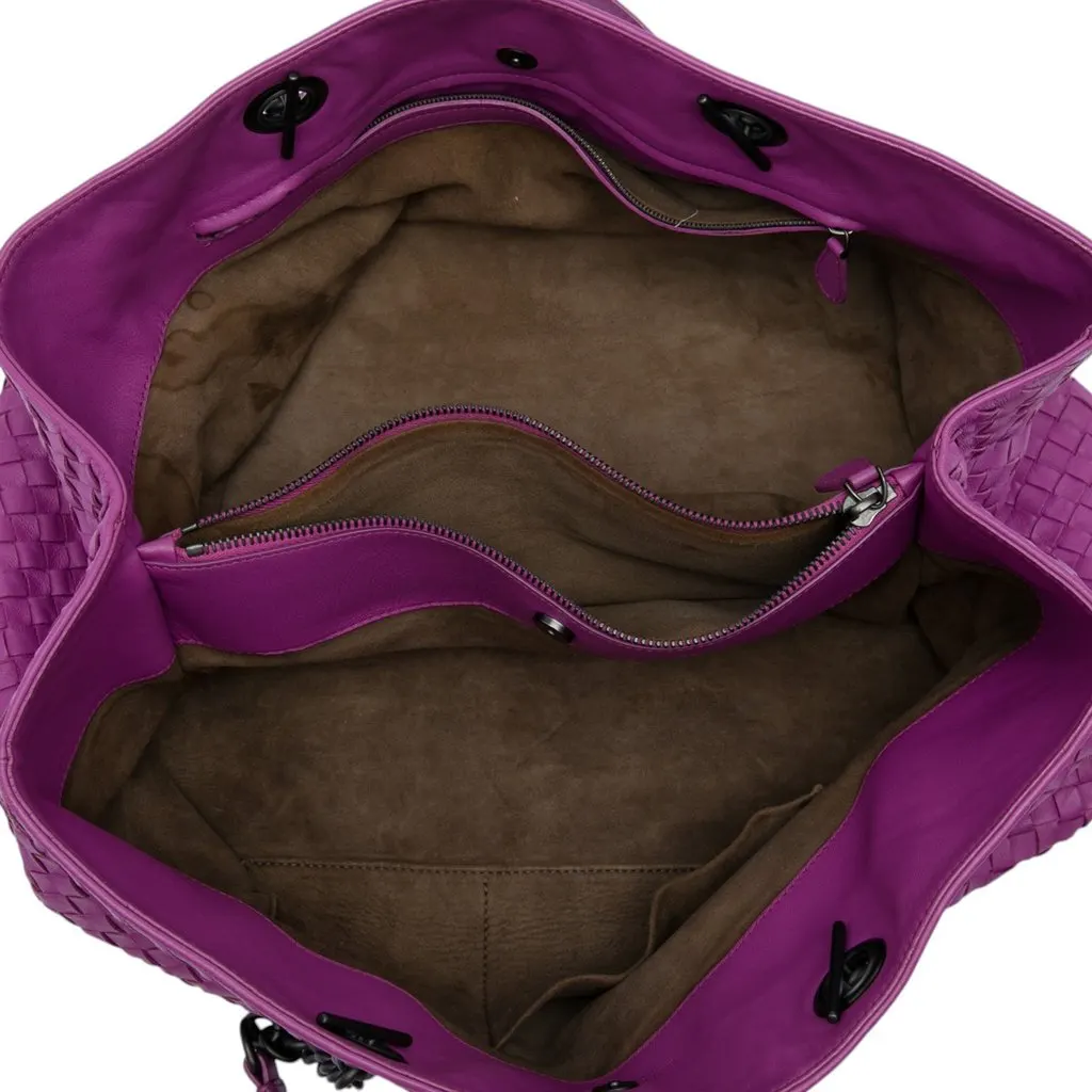 Bottega Veneta Large Nappa Intrecciato Double Chain Tote Purple Leather Very good - Model View