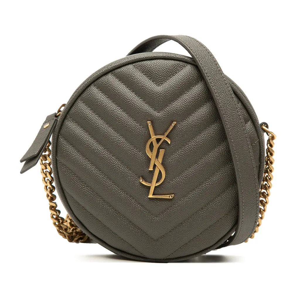 Saint Laurent Chevron Grain De Poudre Round Vinyle Camera Bag MultiColor Leather Very good - Front View
