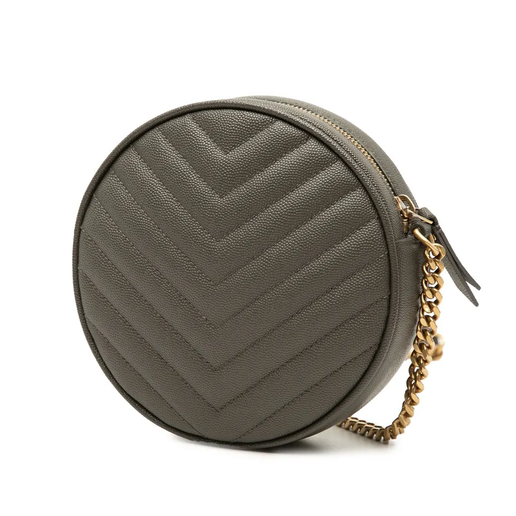 Saint Laurent Chevron Grain De Poudre Round Vinyle Camera Bag MultiColor Leather Very good - Back View