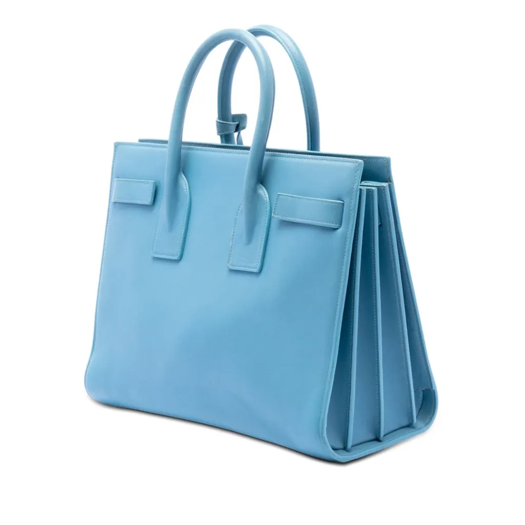 Saint Laurent Small Leather Sac De Jour Satchel Blue Leather Very good - Back View