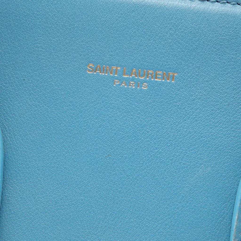 Saint Laurent Small Leather Sac De Jour Satchel Blue Leather Very good - Box View