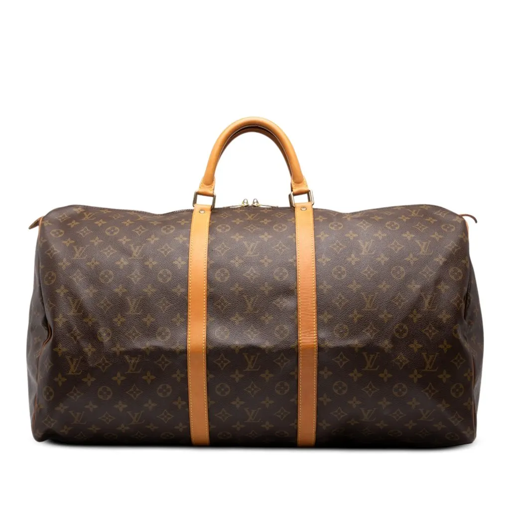 Louis Vuitton Monogram Keepall 60 Brown Canvas Good - Front View