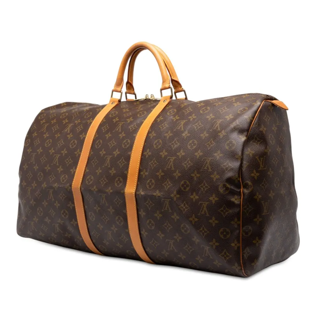 Louis Vuitton Monogram Keepall 60 Brown Canvas Good - Back View