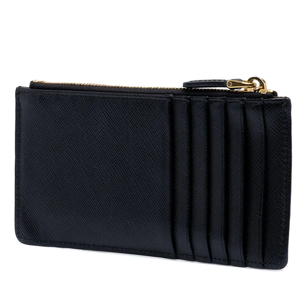 Prada Saffiano Coin and Card Holder Black Leather Very good - Back View
