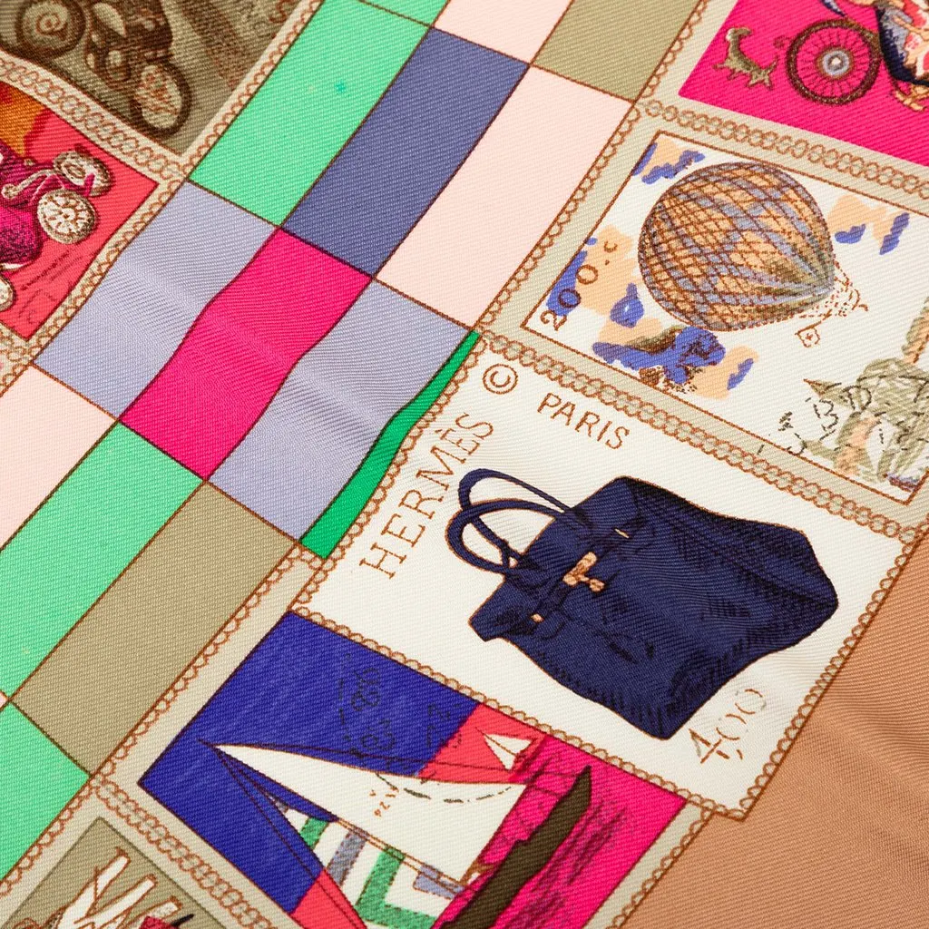 Hermès Correspondance Silk Scarf 90 Brown Very good - Box View