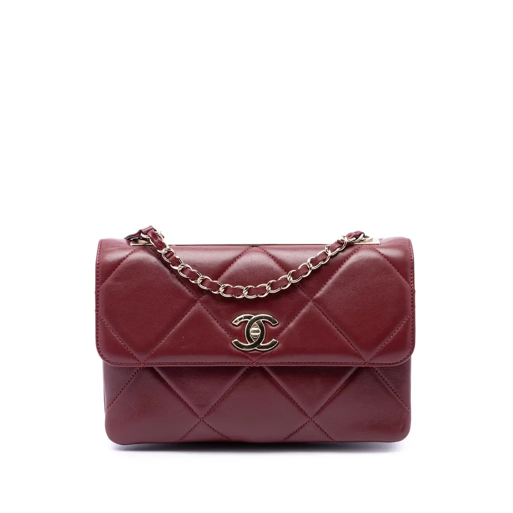 Chanel Quilted Lambskin Trendy CC Flap Red Leather Very good - Front View