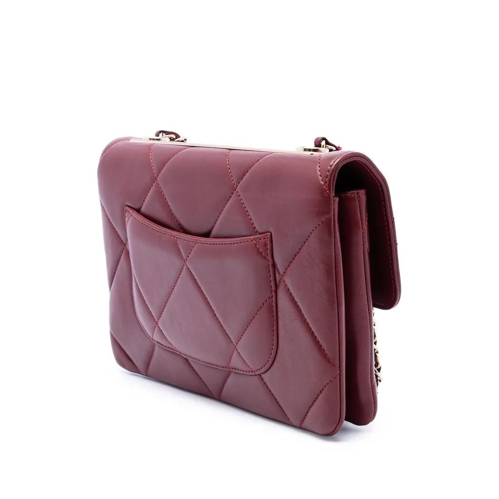 Chanel Quilted Lambskin Trendy CC Flap Red Leather Very good - Back View