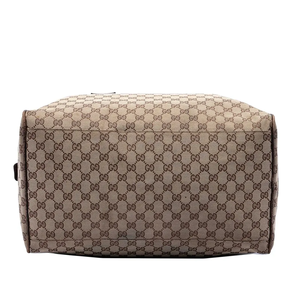 Gucci GG Canvas Web Duffle Bag Beige Canvas Good - Inside View