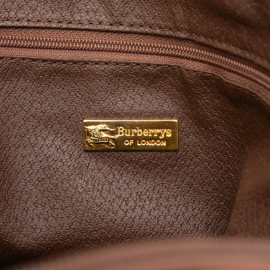Burberry Haymarket Check Coated Canvas Dome Satchel Beige Canvas Good - Box View