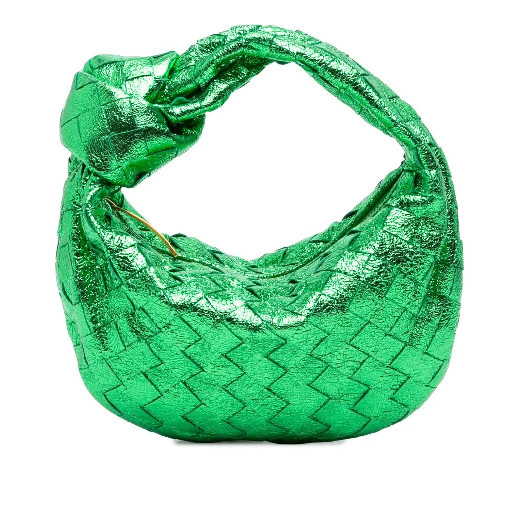 Bottega Veneta Mini Metallic Nappa Intrecciato Jodie Green Leather Never worn - Front View