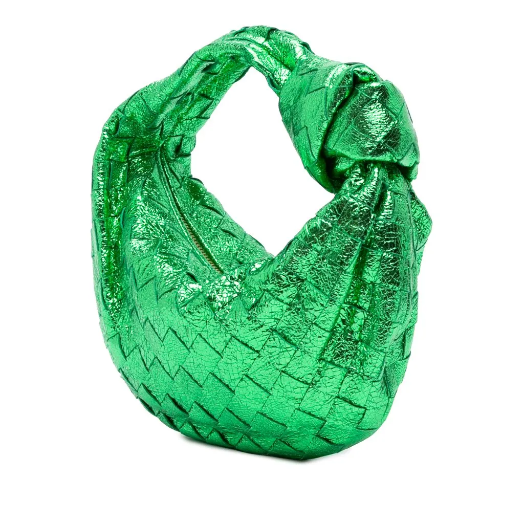 Bottega Veneta Mini Metallic Nappa Intrecciato Jodie Green Leather Never worn - Back View