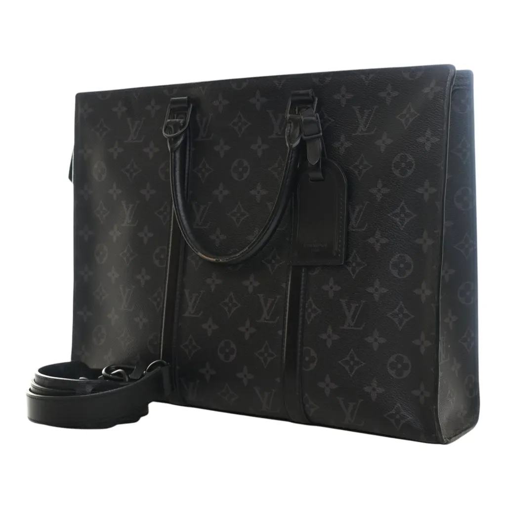 Louis Vuitton Monogram Eclipse Sac Plat Horizontal Zipper Black Very good - Inside View