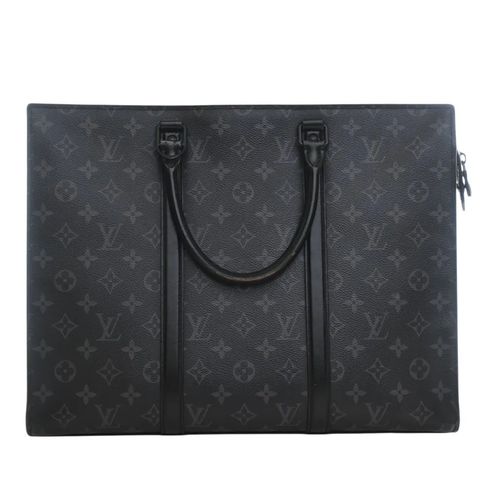 Louis Vuitton Monogram Eclipse Sac Plat Horizontal Zipper Black Very good - Model View