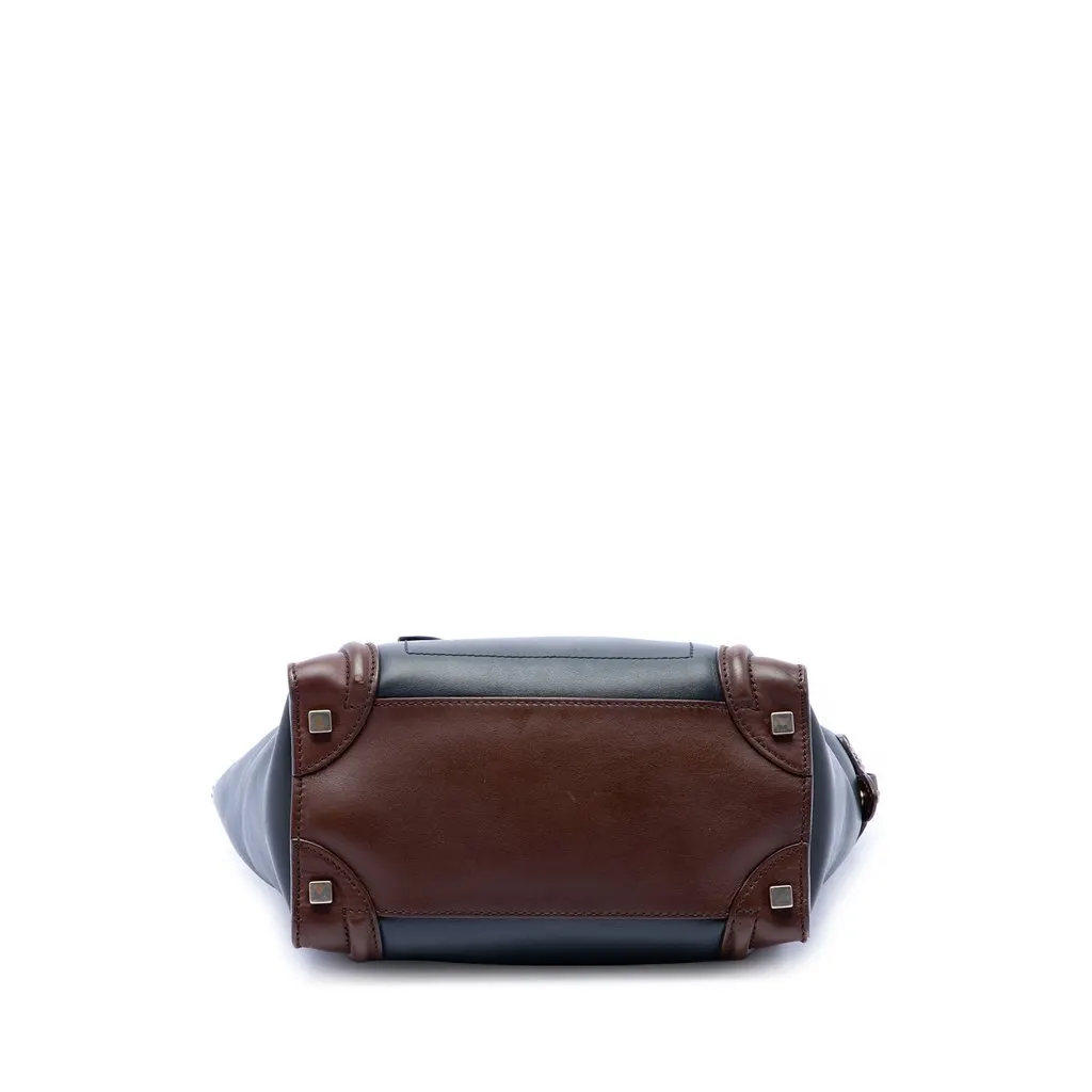 Celine Mini Tricolor Leather Luggage Tote Blue Leather Very good - Inside View