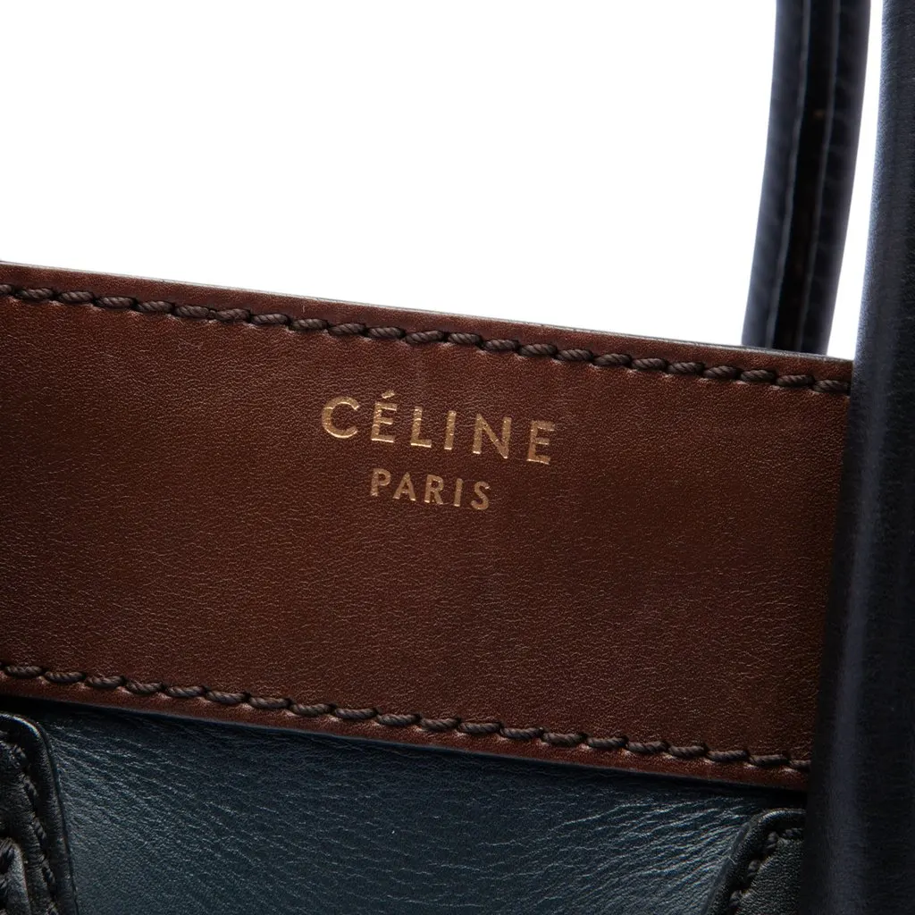 Celine Mini Tricolor Leather Luggage Tote Blue Leather Very good - Box View