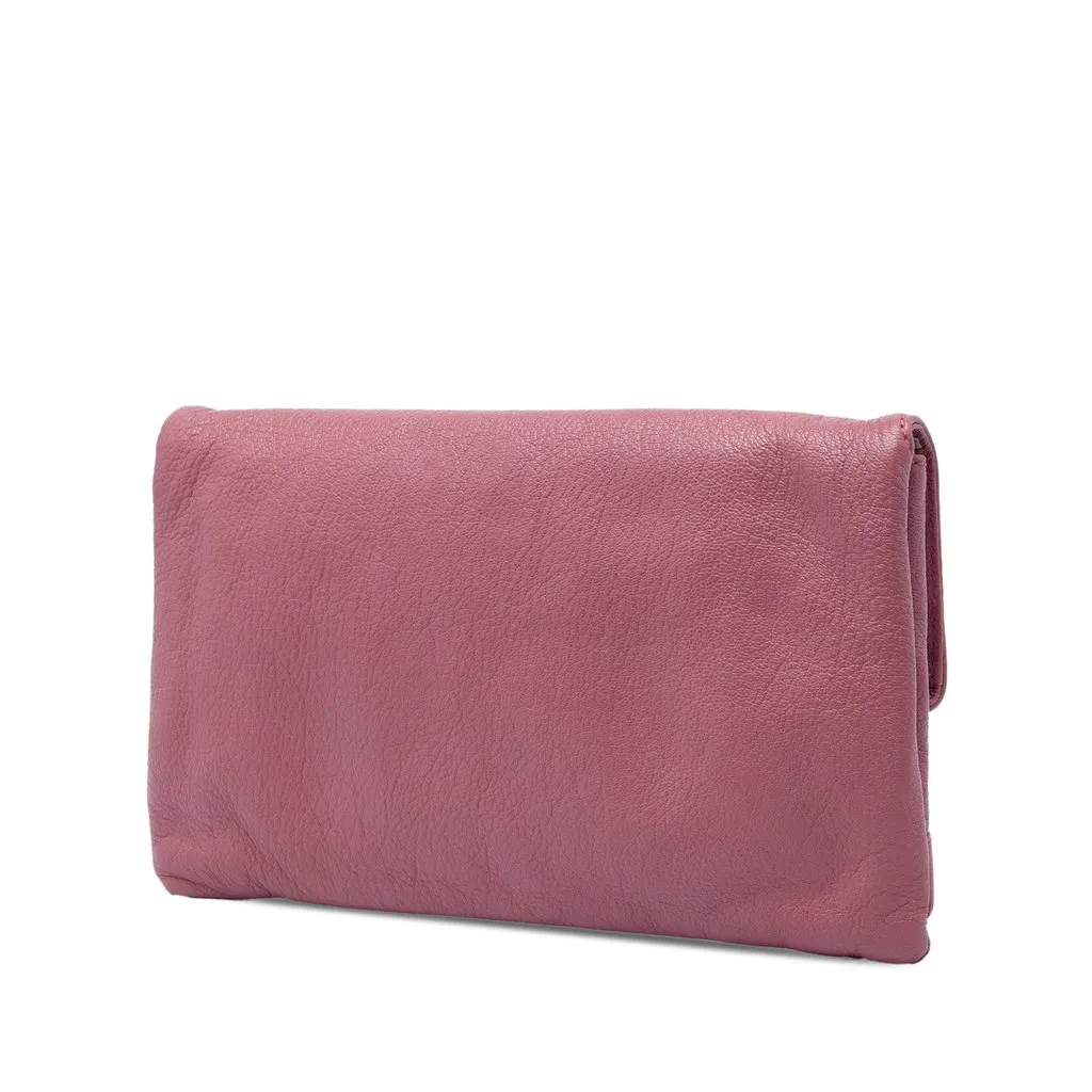 Balenciaga Goatskin Motocross Giant 12 Envelope Clutch Pink Leather Good - Back View