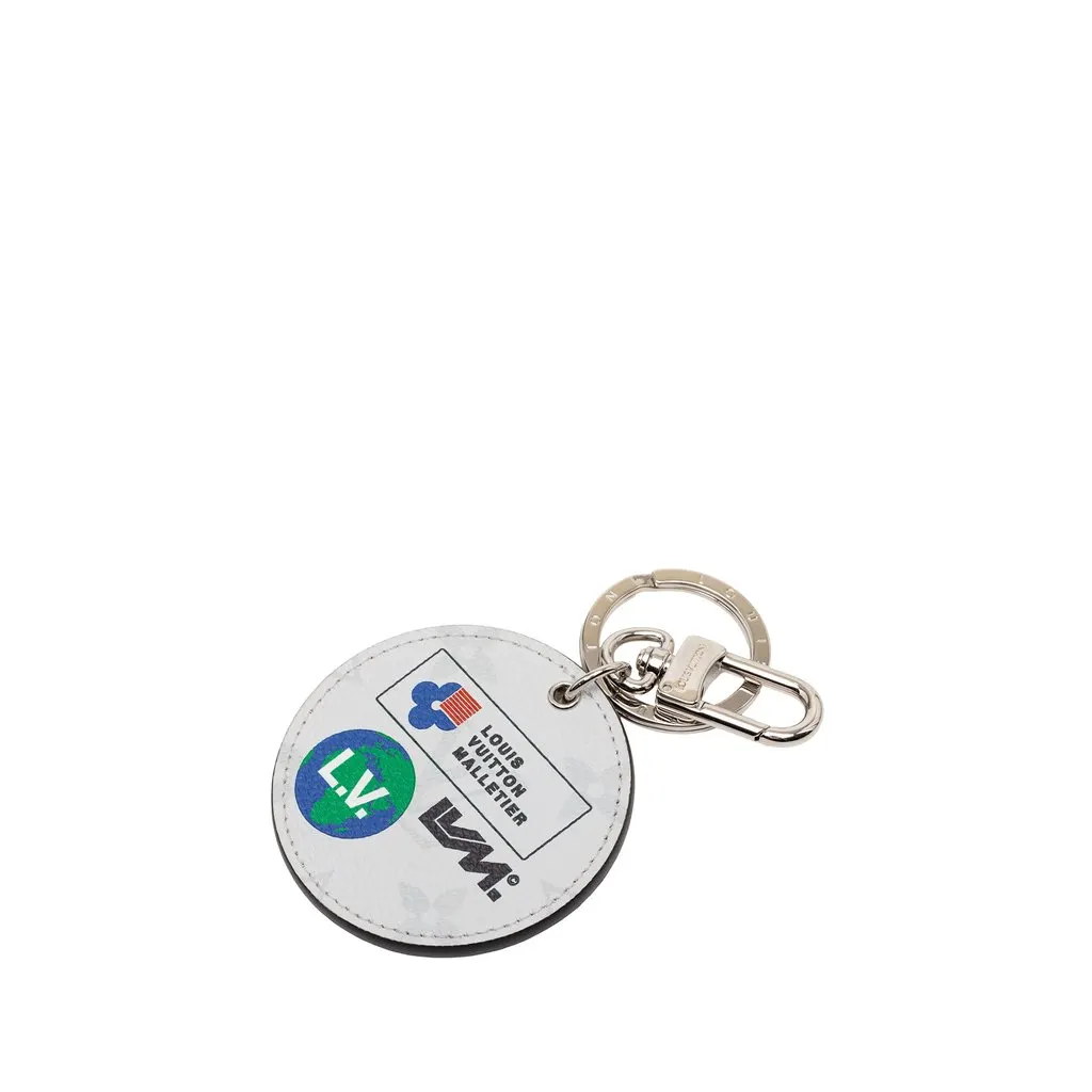 Louis Vuitton Monogram Portefeuille Round Key Chain Silver Good - Front View