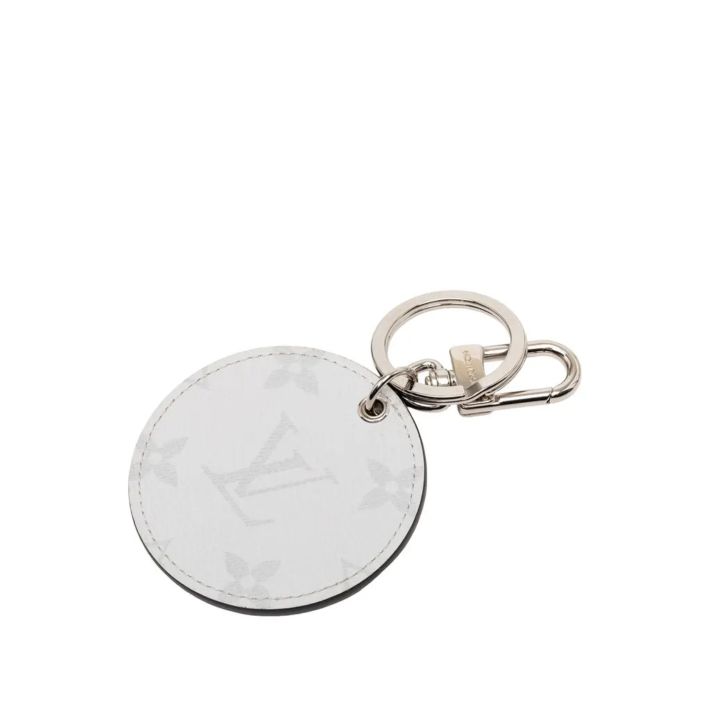 Louis Vuitton Monogram Portefeuille Round Key Chain Silver Good - Back View