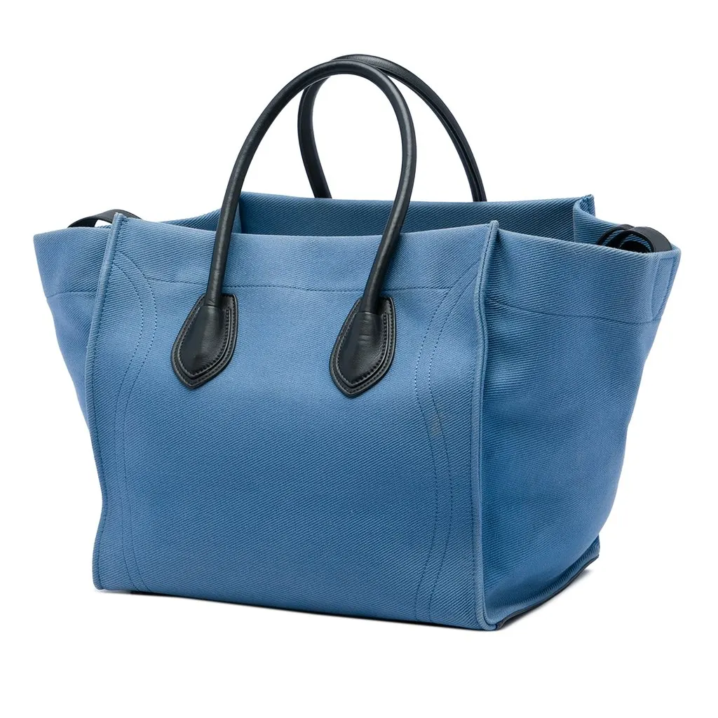 Celine Medium Denim Phantom Luggage Tote Blue Denim Very good - Back View