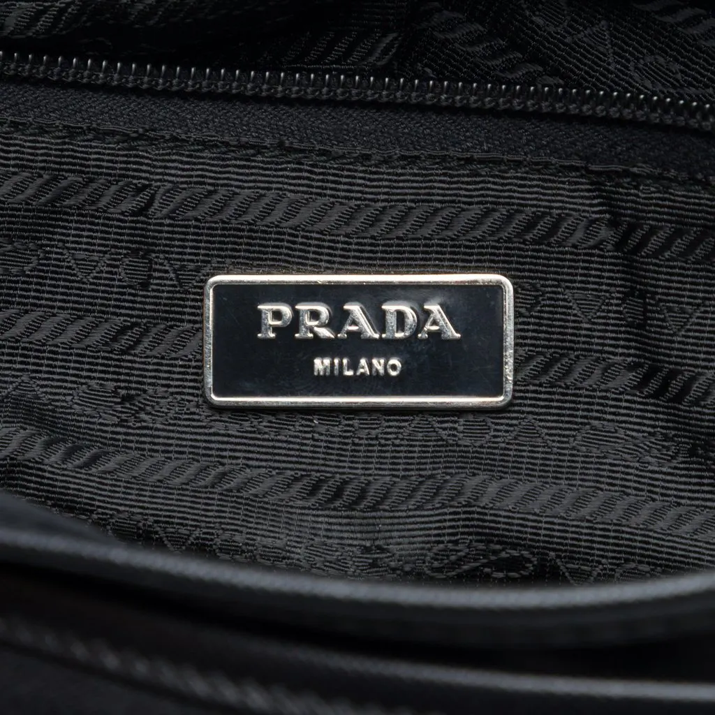 Prada Saffiano Trimmed Tessuto Buckle Messenger Bag Black Very good - Box View