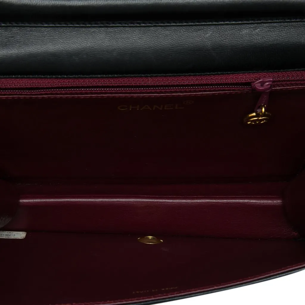 Chanel CC Quilted Lambskin Full Single Flap Black Leather Very good - Model View