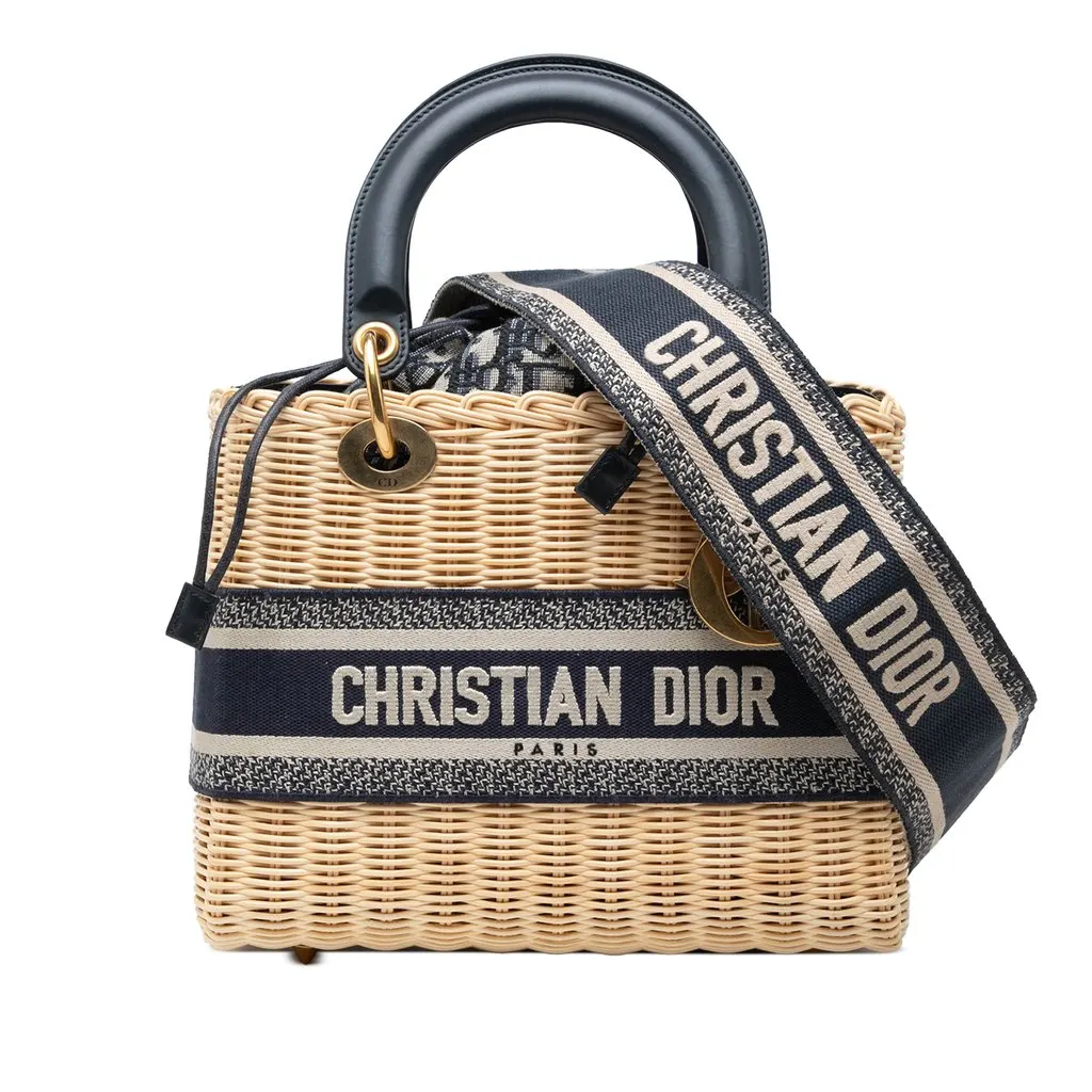 Dior Medium Wicker Oblique Lady Dior Brown Rattan Very good - Front View