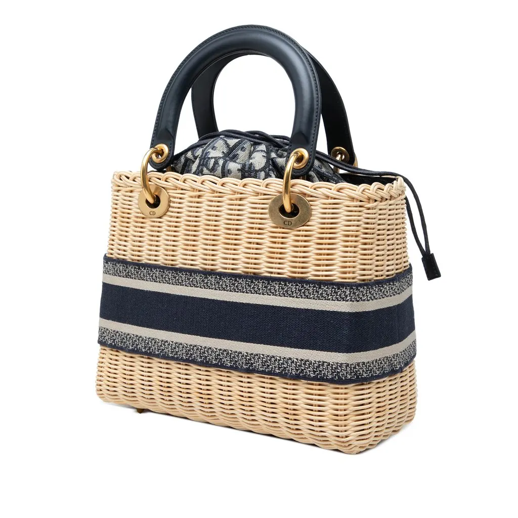 Dior Medium Wicker Oblique Lady Dior Brown Rattan Very good - Back View