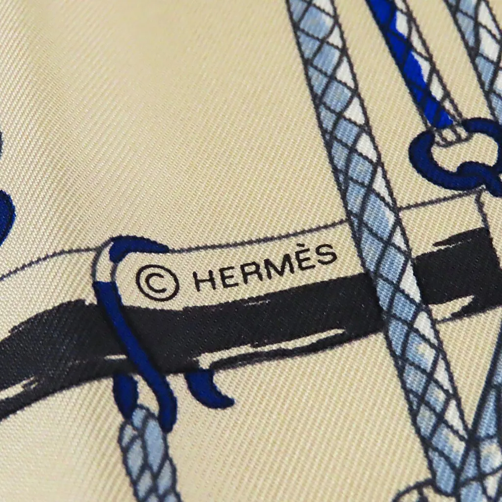 Hermès Passementerie Quadri Silk Scarf 90 Blue Never worn - Inside View